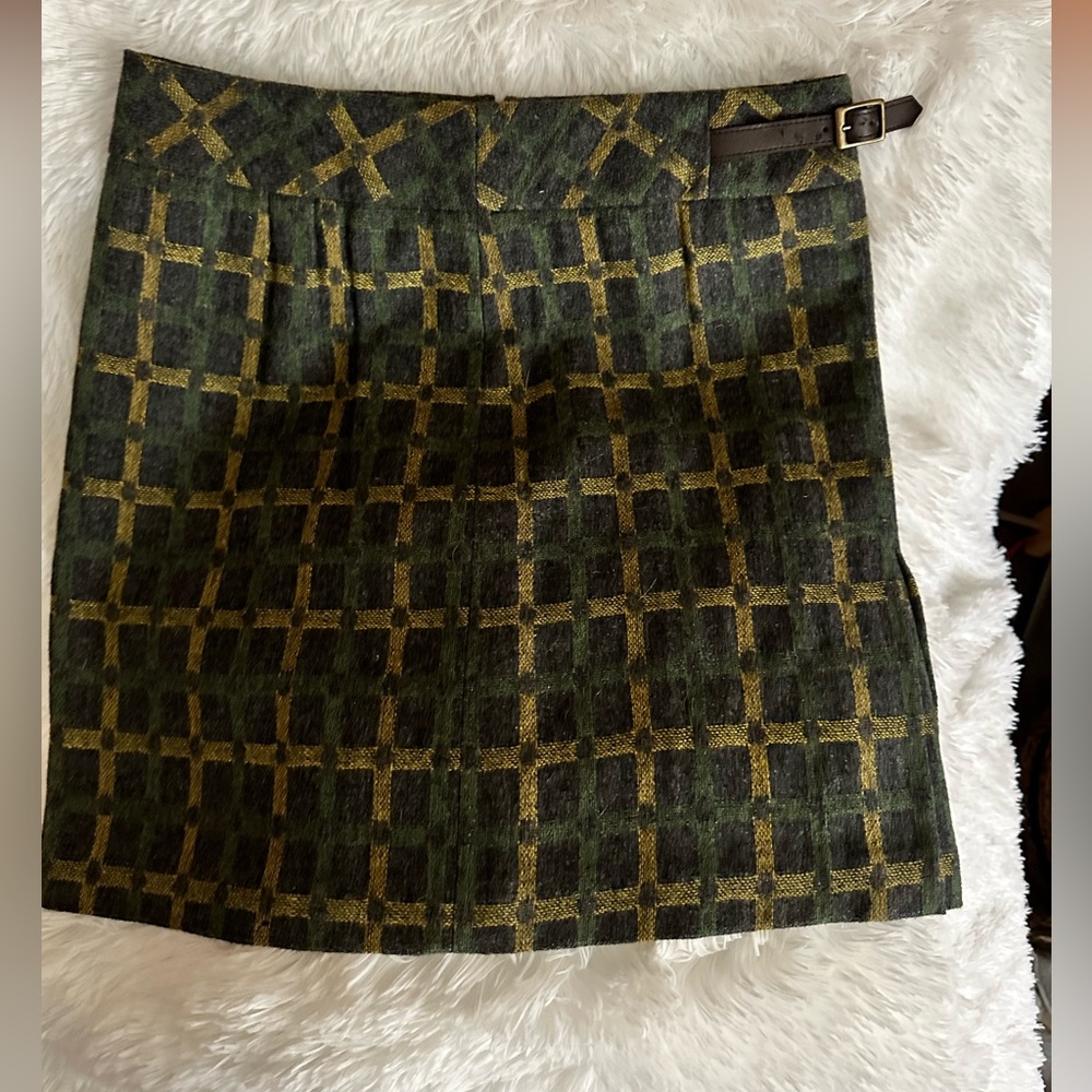 ANN TAYLOR LOFT PETITES Size 8P Wool Green/Blue/Yellow Mini NWT
